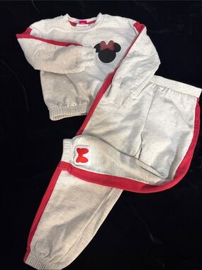 Disney Gray and Red Minnie Jogger Set